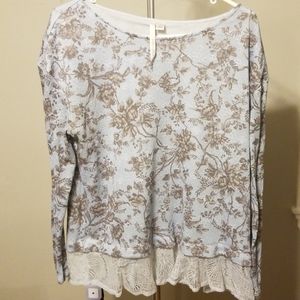 Blue floral and lace sweater